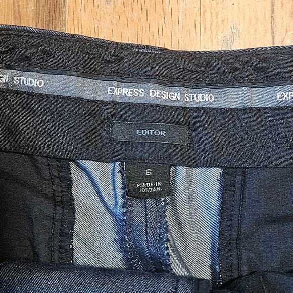 Vtg Express Editor Trouser Pants Womens 6 Dark Wash Stretch Denim Career Y2K - Picture 5 of 11